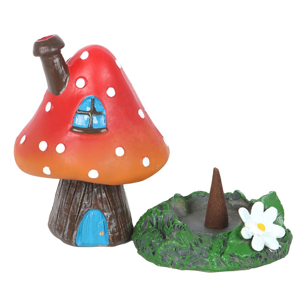 Red Smoking Toadstool Incense Cone Holder